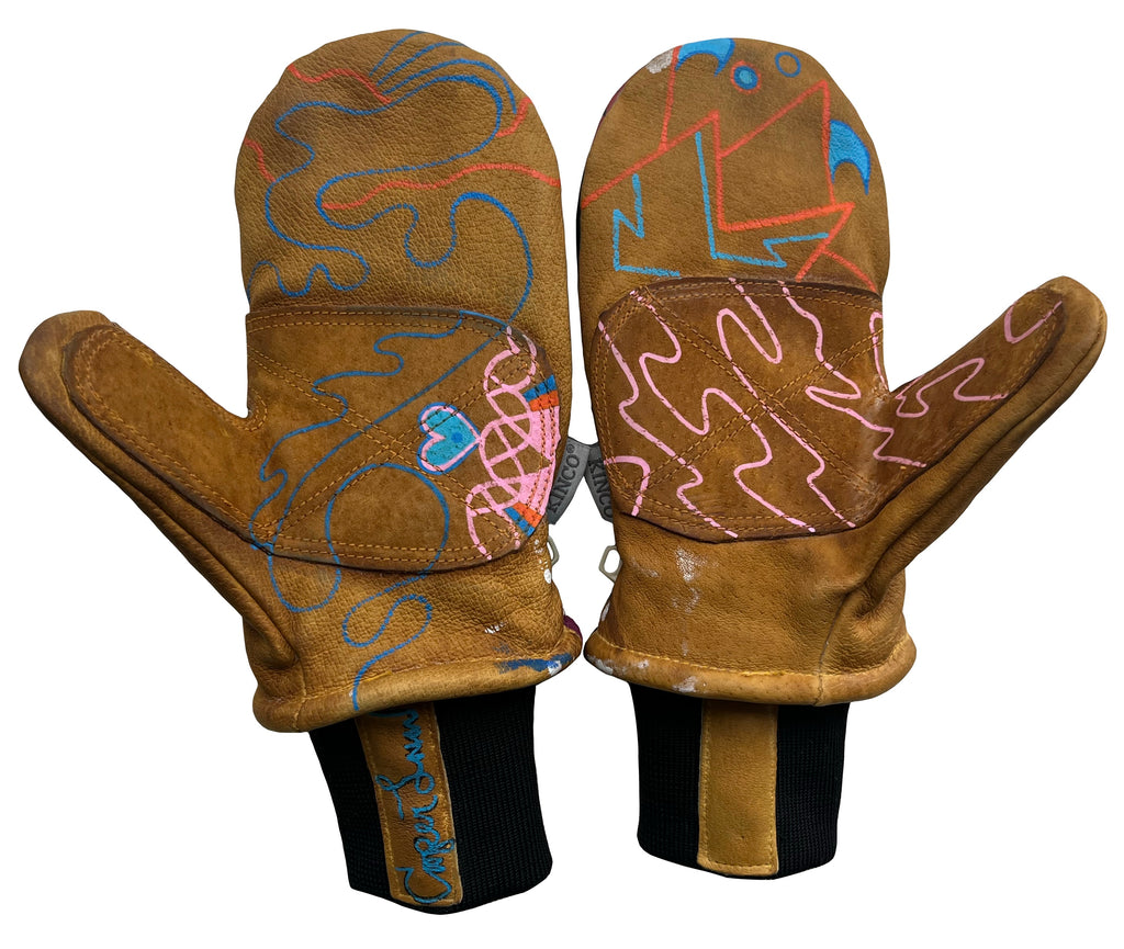 Pink Blurr - Painted Mitts