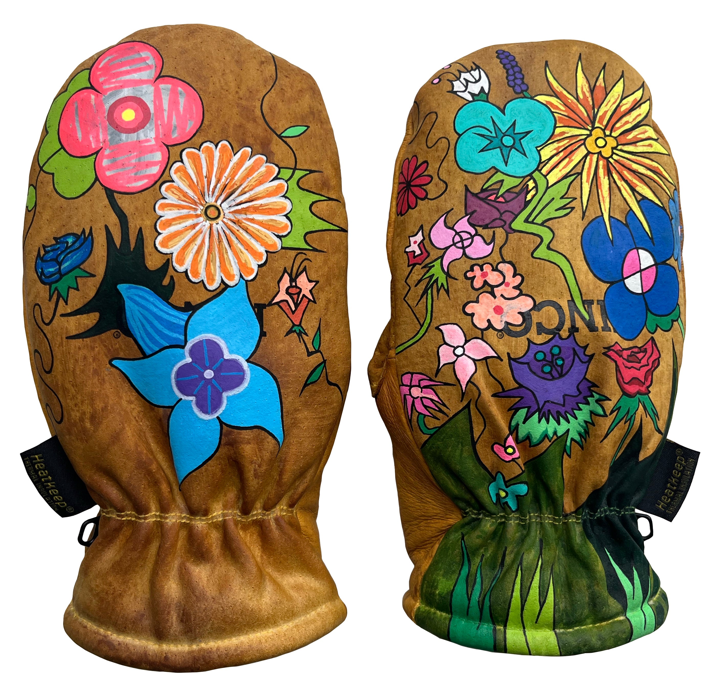 Flowers - Painted Mitts